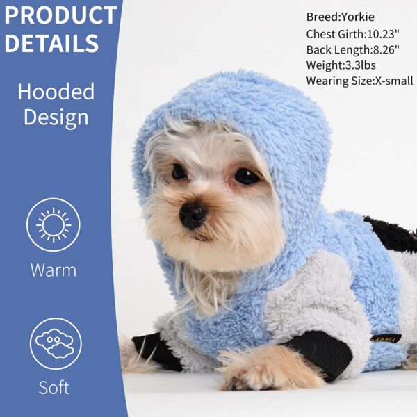 Dog Sweater for Small Dog Girl Boy, Winter Warm Fleece Dog Hoodie Patchwork Clothes for Small Dogs Girl Boy,Pet Coat,Cat Apparel Outfit (X-Small, Blue),Chihuahua Yorkie Teacup Dog Clothes Sweater - Image 7