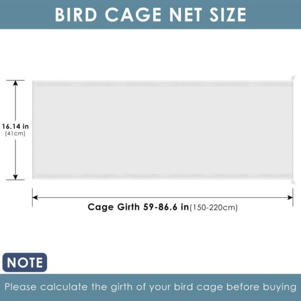 Bissap Bird Cage Seed Catcher, 59-86'' X16'' Universal Birdcage Net Nylon Adjustable Mesh Stretchy Skirts Cover for Parrot Cage Seed Guard (Not Include Birdcage)- White - Image 2