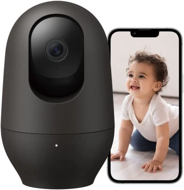 nooie Pet Camera 2K, 360°Pan/Tilt Wi-Fi Baby Monitor with Phone App, Indoor Security Camera, AI Motion Tracking, Night Vision, Two-Way Audio, Compatible with Alexa/Google Home