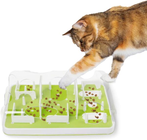 All for Paws Interactive Puzzle Cat Feeder, Treat Game Maze Toy Cat Brain Stimulation Toys Slow Feeder for Indoor Cats