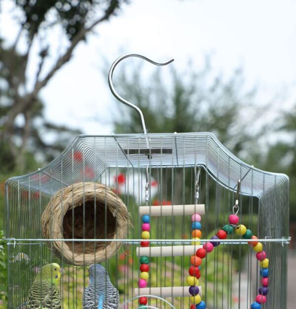 Small Bird Cage Parakeet Birdcage for Hanging, Bird House Bird Feeder Waterer and Stand with Birdcage and Accessories,Great for Parakeets, Lovebirds, Parrotlets, Finches, Canaries, and More (Pink) - Image 3