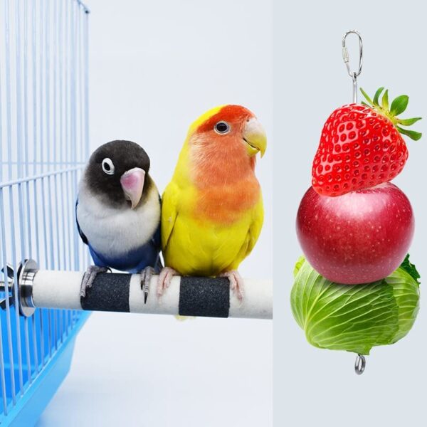 3PCS Bird Cage Feeder，Bird Food Holder,Bird Cage Food Holder Parrot Fruit Vegetable Skewer,Bird Cage Feeder Foraging Toy for Parakeet Budgie Macaw,Parakeet Cage Accessories,Bird Toys for Conures - Image 2