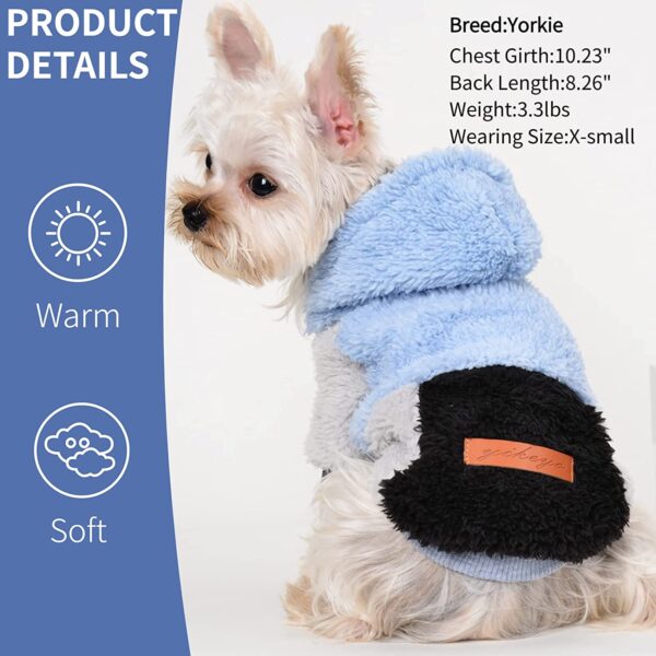 Dog Sweater for Small Dog Girl Boy, Winter Warm Fleece Dog Hoodie Patchwork Clothes for Small Dogs Girl Boy,Pet Coat,Cat Apparel Outfit (X-Small, Blue),Chihuahua Yorkie Teacup Dog Clothes Sweater - Image 5