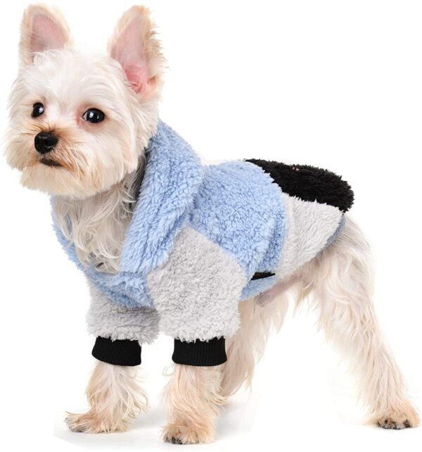 Dog Sweater for Small Dog Girl Boy, Winter Warm Fleece Dog Hoodie Patchwork Clothes for Small Dogs Girl Boy,Pet Coat,Cat Apparel Outfit (X-Small, Blue),Chihuahua Yorkie Teacup Dog Clothes Sweater