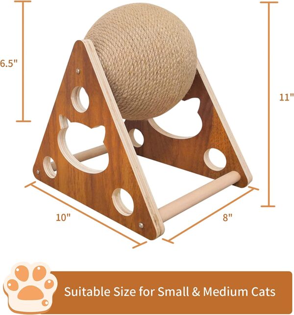 AGYM Cat Scratcher Toy, Natural Sisal Cat Scratching Ball, Cat Scratcher Toy with Ball, Scratching Ball for Cats and Kittens, Interactive Solid Wood Scratcher Pet Toy, Diameter 6.5 Inch - Image 4