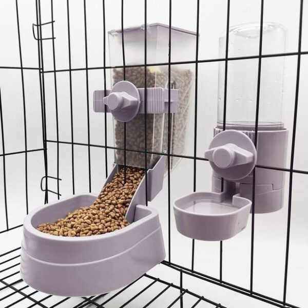 BNOSDM Rabbit Automatic Food Feeder and Water Dispenser Bunny Gravity Feeding Station Waterer Set Hanging Self-Dispensing Feeder for Ferret,Guinea Pigs Chinchillas Kittens Purple