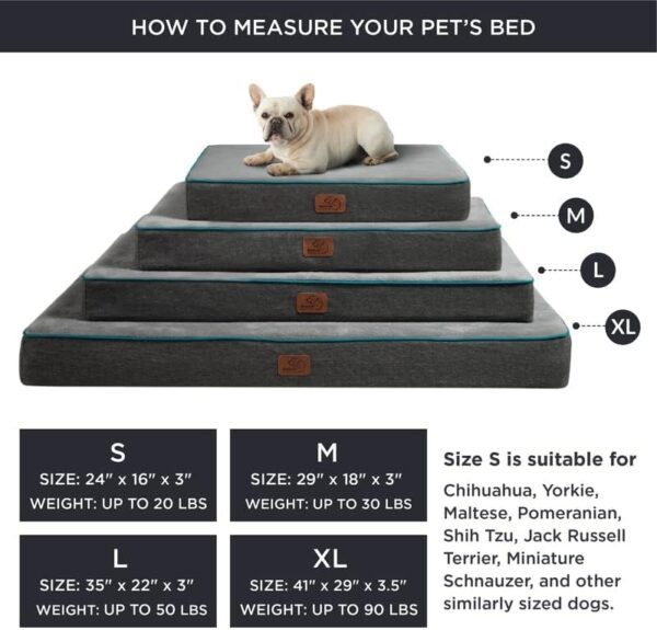 Bedsure Memory Foam Dog Bed for Medium Dogs - Orthopedic Waterproof Dog Bed for Crate with Removable Washable Cover and Nonskid Bottom - Plush Flannel Fleece Top Pet Bed, Grey - Image 6