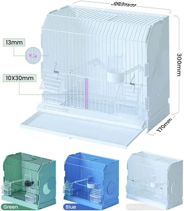 Bacthom Disply Outdoor Small Bird Cage for Cockatiel, Canary, Finch, Lovebird, Parrotlet Birdcage with Food Drink Accessories 15Inch Blue - Image 2