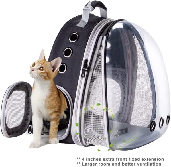 Front Expandable Cat Backpack Carrier, Fit up to 20 lbs, Space Capsule Bubble Window Pet Carrier Backpack for Large Fat Cat and Small Puppy - Image 3