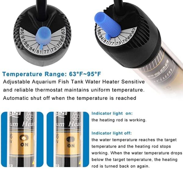 FREESEA 25 Watt Aquarium Betta Fish Tank Heater with Aquarium Submersible Thermometer - Image 2