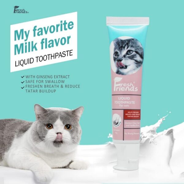 FRESH FRIENDS For Pets Dental Enzymatic Toothpaste for Cats |Puppy Toothpaste | Gum Toothpaste | Improves Gum Health | Eliminates Bad Breath, Removes Plaque & Tartar Buildup | 90g/bottle | Milk Flavor - Image 4