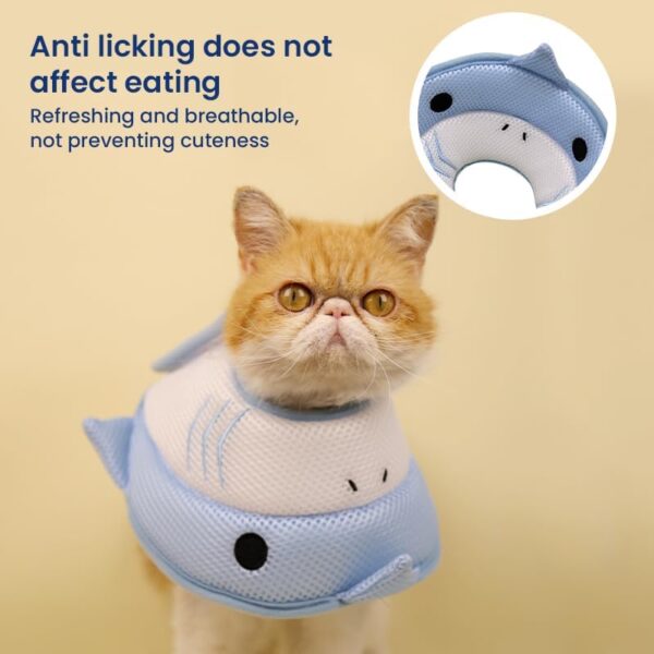 ZIVUYTAQ Cats Cone Collar,Cat Recovery Collar Adjustable Cone,Cute Shark Design for Pets Cats Puppies Stop Licking After Surgery(1004-01-M) - Image 5