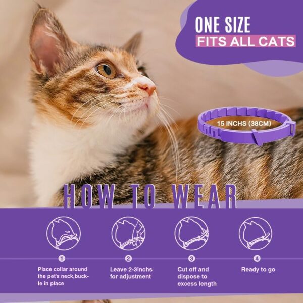 Gumugumu Calming Collar for Cats 15 Inches (3Packs) Size Flexible Adjustable,Sustained Release Anxiety Relief Cat Pheromone Collar 30 Days, Breakaway Design for Fits All Small, Medium Large Cat. - Image 3