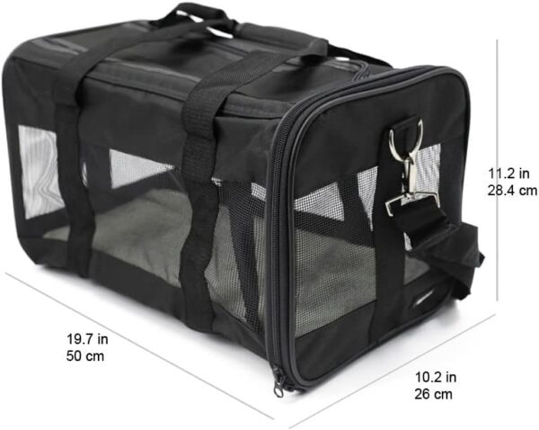 Amazon Basics Soft-Sided Mesh Pet Travel Carrier for Cat, Dog, Large, Black - Image 5