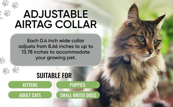 Airtag Cat Collar Breakaway Bell - Kitten Collar with Reflective Strip and Air Tag Holder - Waterproof Adjustable Pet Collar with Safety Release Buckle for Boy Girl Cats and Small Breed Dogs (Black) - Image 4